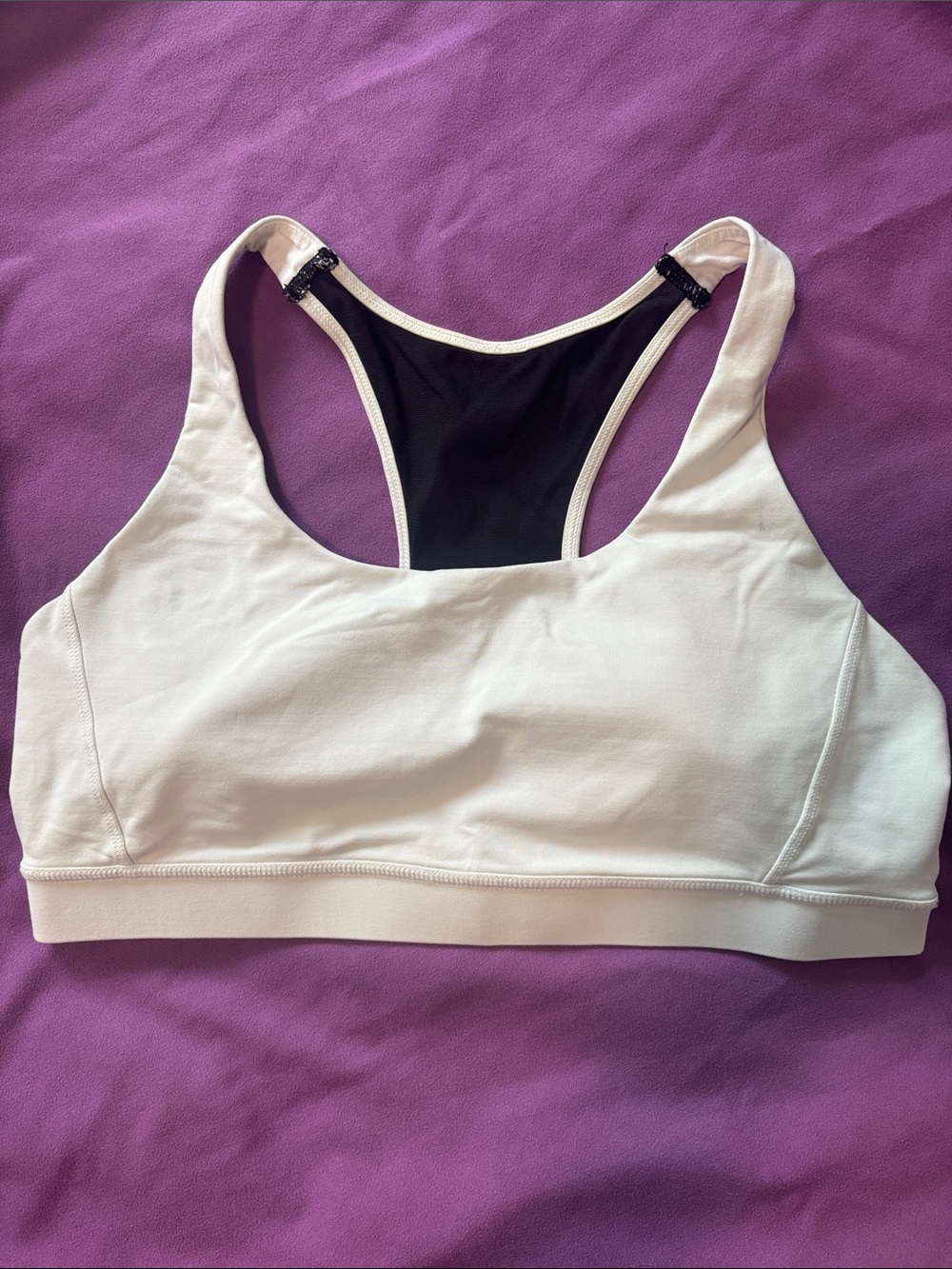 Lululemon white and black Sports Bra - Comfortable Racerback Support size 10
